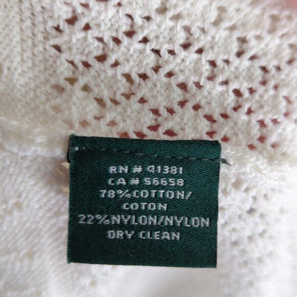 Lauren Ralph Lauren Dress Womens Petite M Cream Crochet Sleeveless Stretch New - Picture 4 of 10